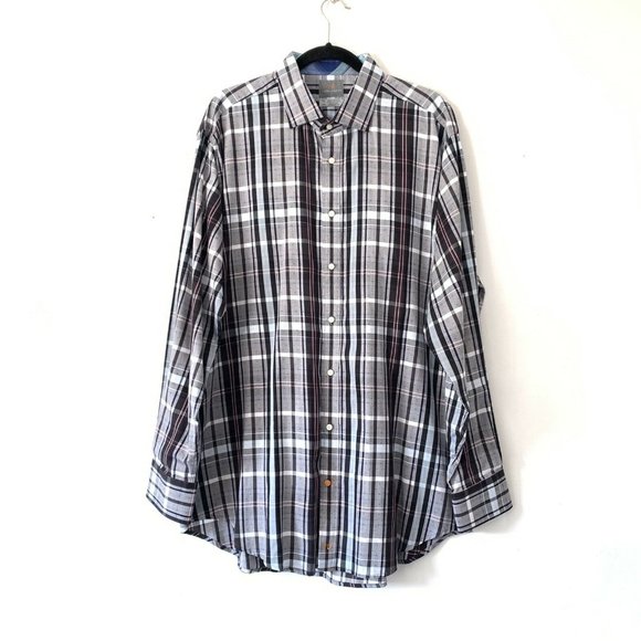 Thomas Dean XXL Plaid Button Down Dress Shirt - Picture 2 of 8